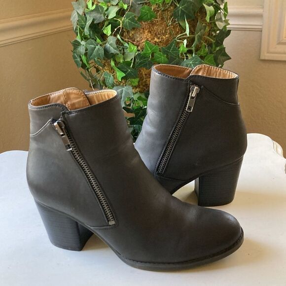 Naturalizer Natural Soul Black Vegan Leather Double Zip Comfort Ankle Boots 8M - Picture 14 of 14